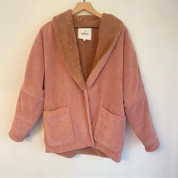 ba&sh Blush Corduroy Teddy Jacket plush pink size XS great condition - Picture 2 of 8